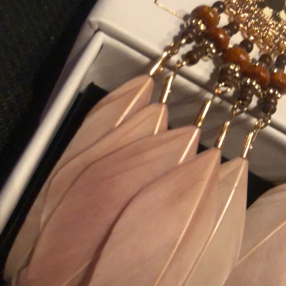 Boho Feather Long Earrings in Box Designer Mauve - Picture 3 of 6